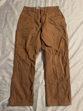 Carhartt B11 BRN Brown Cotton Dungaree Loose Fit Carpenter Distressed Pants
