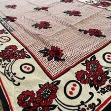 VINTAGE African Kanga Sarong Wrap MIMI NA WEWE HATUACHANI white navy blue red