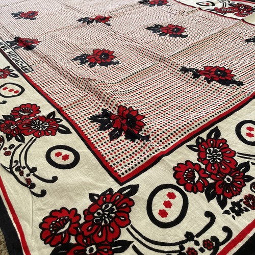 VINTAGE African Kanga Sarong Wrap MIMI NA WEWE HATUACHANI white navy blue red