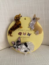 Pink Linen Dog 3 Hair Clips French Bulldog, Corgi, Dachshund Stay Paws-itive