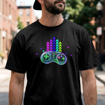 Retro Gamer T-Shirt Neon Oldschool Classic Videogame Arcade Gaming Pixel Vintage