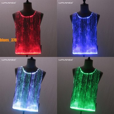 LED Luminous Dance Vest Club Bar Fiber Optic Colors Change Costume Prop Glowing