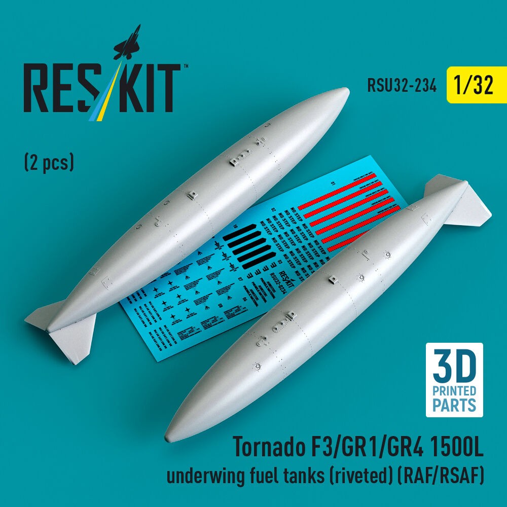 ResKit RSU32-0234 1:32 Tornado F3/GR1/GR4 1500L Underwing Fuel Tanks (Riveted)