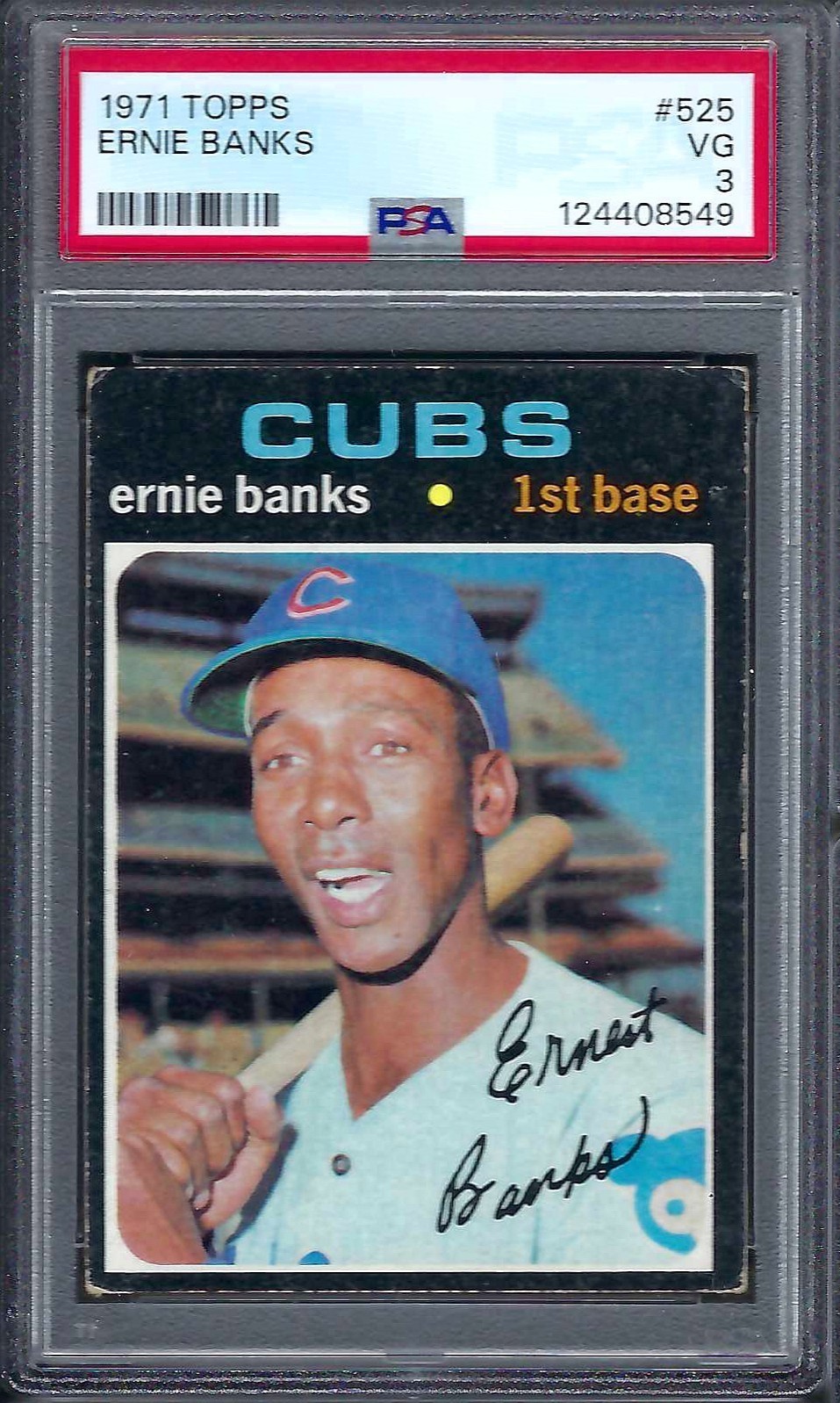 1971 Topps # 525 Ernie Banks HOF Chicago Cubs VG PSA 3