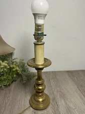 Vintage MCM Brass Table Lamp 14” Tall NO SHADE - WORKS!