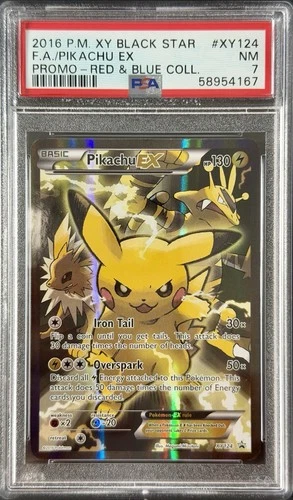 2016 Pokemon XY Black Star Promo Red & Blue Coll XY124 Pikachu EX PSA 7