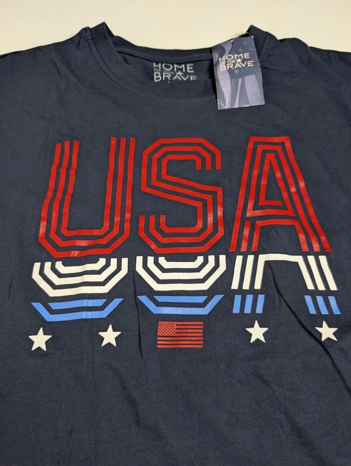 Camiseta Home of the Brave USA Gráfica Azul Marino XL Nueva Kohl’s Foto 2 de 4