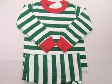 New NWT Hanna Andersson Green Red White Christmas Long John Pajamas 100 4T 4