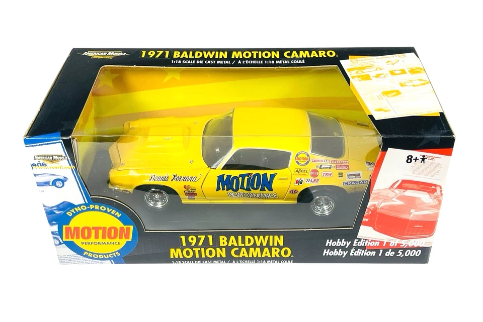 #33100 Ertl Dennis Ferrara Yellow 1971 Baldwin Motion Camaro ~ 1:18 2003 Diecast - Image 2 of 4