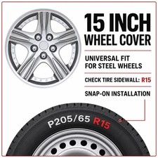 Open Box Universal 15 Silver Hubcaps Set Of 4 Snap-on Wheel Covers R15