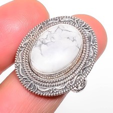 Howlite - Usa Gemstone 925 Sterling Silver Boho Ring s.8.5 T89