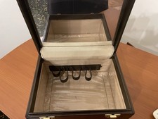 BEAUTY CASE Vintage in PELLE MARRONE Con Specchio Integrato Nel Coperchio