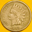 1864 U.S. INDIAN HEAD PENNY CENT 1c COIN (VF-Very Fine).
