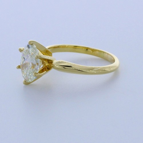 ANELLO SOLITARIO CLASSICO 1,87 CT LAB DIAMOND J/SI1 TAGLIO OVALE ORO GIALLO 14K - Foto 2 di 3