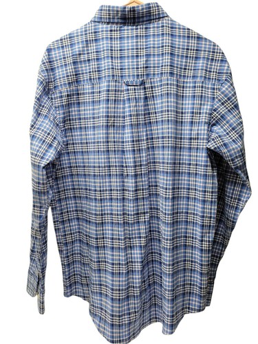 HAGGAR Meds Medium Blue Button Up Shirt Long Sleeve Casual Stretch - Picture 3 of 7