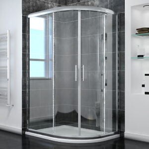 Offset Quadrant Shower Enclosure Door Walk In Corner Cubicle Glass+Stone Tray