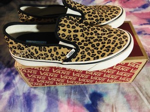 leopard vans slip ons womens