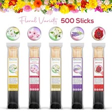 FLORAL Incense Sticks 11" Variety Pack Bulk 500 Wholesale Set Hand Dipped