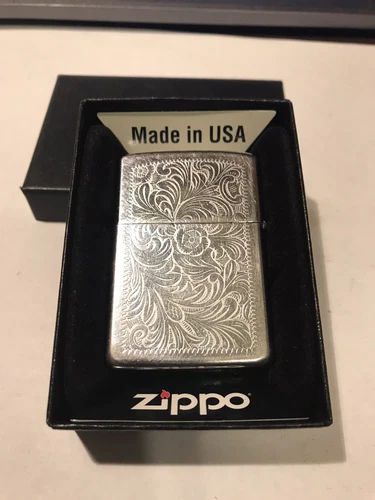 Zippo Vintage 1987 Lighter Florentine Venetian Scroll Design With Box And Papers