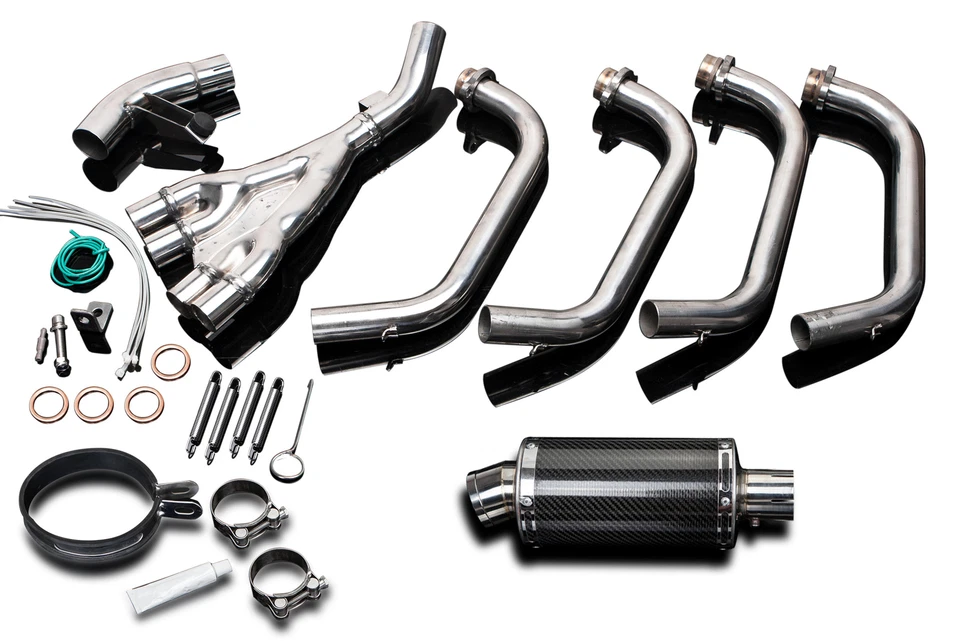 Silenciador de fibra de carbono Yamaha XJ600 S/N Delkevic escape completo 4-1 DS70 9" 92-03 Foto 2 de 4