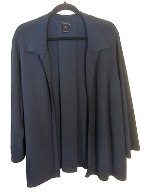 Ann Taylor Factory Ponte Knit Open Sweater Jacket Navy Sz XL