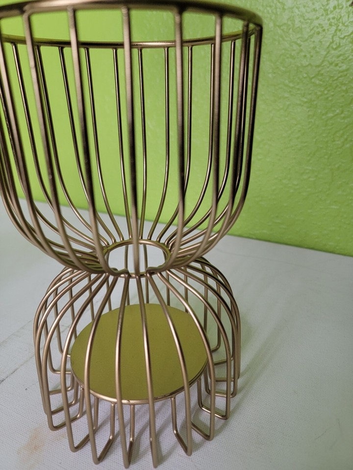 Gold Tone Metal Birdcage Bird Cage Candle Holder 8.5" Tall eBay