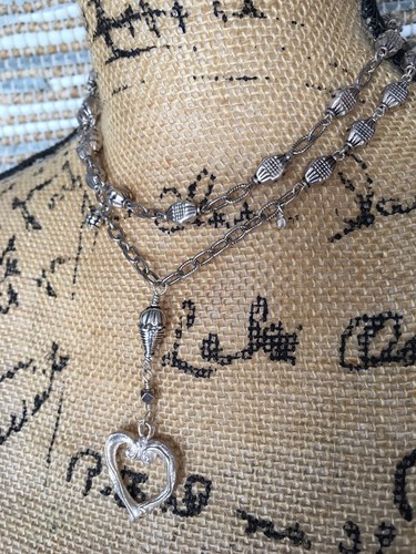 Collana CA Studio perle in argento sterling con cuore in argento fine 32" - Foto 2 di 12