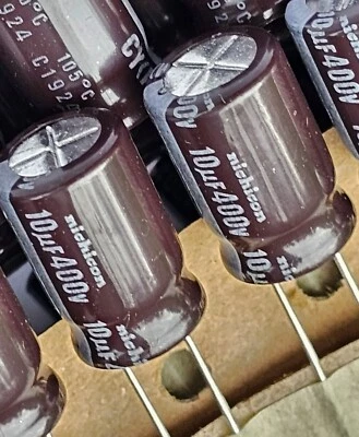 10uF 400v nichicon CY (Japan), 105C, High Reliability 10,000hrs-ref:b476