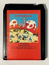 The Smurfs Smurfing Sing Song 8 Track Tape 1980 PTV8-1004 Black Cartridge