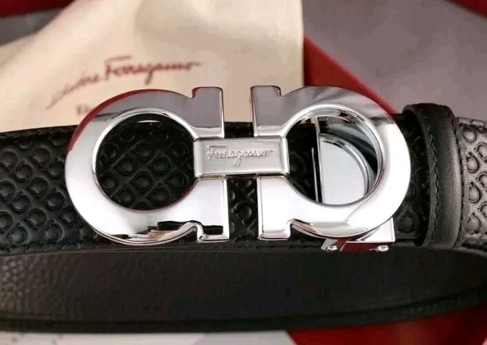 Cintura SALVATORE FERRAGAMO Pelle NERO Fibbia Silver L. 115 cm *SALDI Fine2025* - Immagine 4 di 4