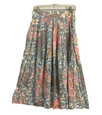 VTG Floral Peasant Prairie Midi Skirt Sz 10 M CottageCore Pleated 26 x 30