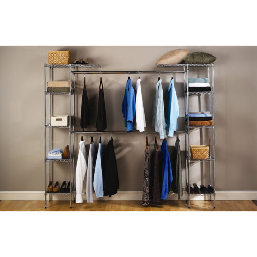 Metal Rack Custom Closet Organizer Shelves System Kit Expandable Clothes Storage - Picture 12 of 12