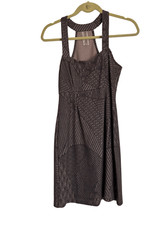 Free People Dress Womens Size XS Brown Bodycon Mini Crochet Web Knit Racerback