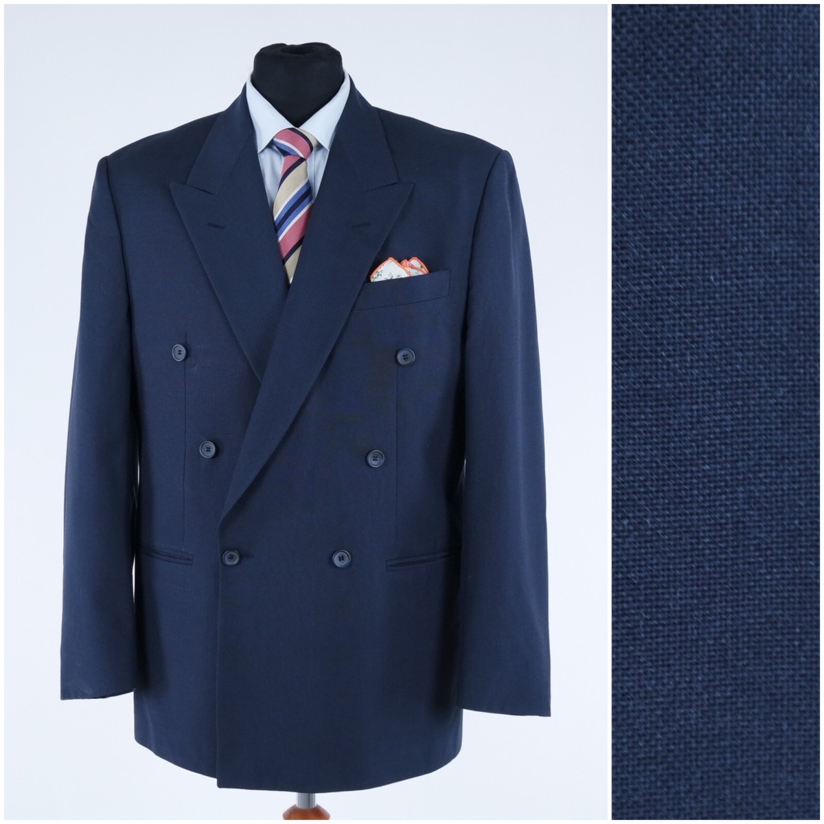 Mens Souble Breasted Sport Coat 42L US Size LANEROSSI Blue
