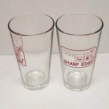 Sharp Edge Red Label Pint Glass Beer Glass Set of 2