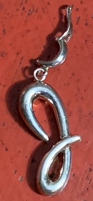 JCM CHINA 925 Solid Sterling Silver Free Form Pendant 2  X 1/2  VG Condition