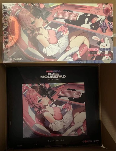 VSPO! GEAR Hinano Tachibana Edition Glass Mouse Pad & Keyboard Set Unopened
