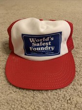 Vintage Worlds Safest Foundry Snapback Trucker Hat Mesh Made In The USA Virginia