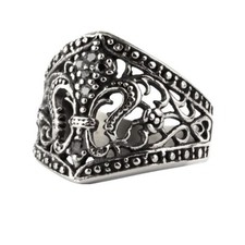 Gothic Ring Fleur-de-Lys Schwertlilie französische Lilie Zirkonia LARP SR1217