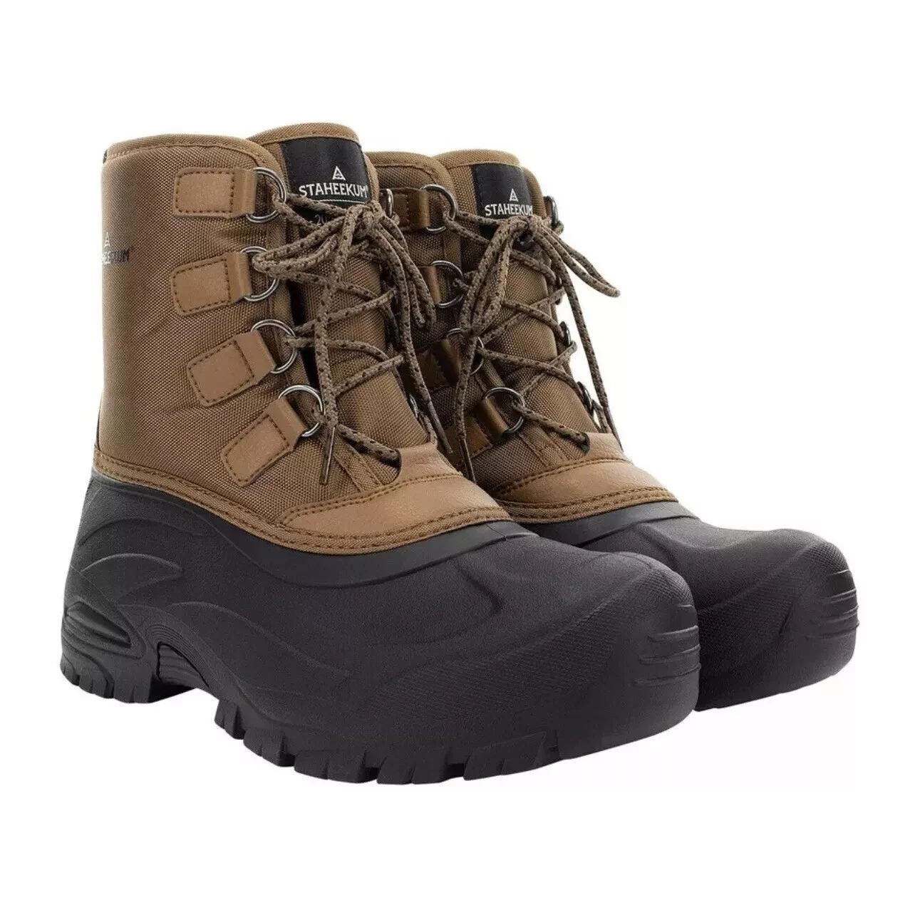 Staheekum Men's Insulated Snow Boots Brown Black Waterproof Size 13 NEW