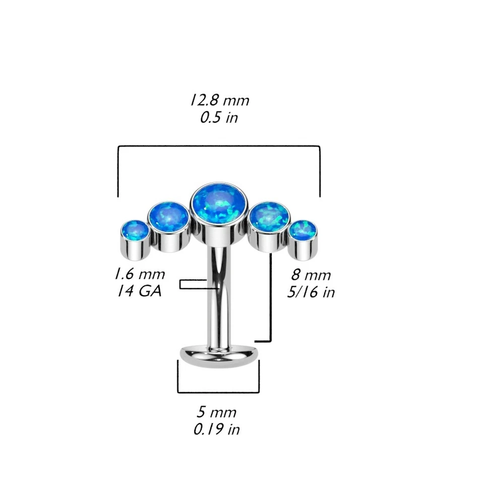Anillo de vientre ombligo bola ópalo 5 base convexa flotante sin rosca de titanio Foto 3 de 4