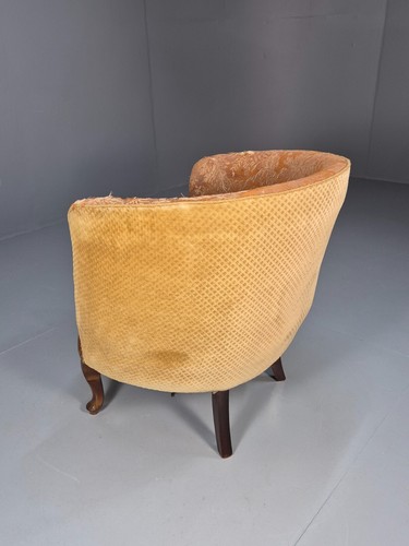 Vintage Danish Art Deco Tub Chair Gold Moquette Upholstery 1920s EB9055 VCLO - Picture 14 of 18