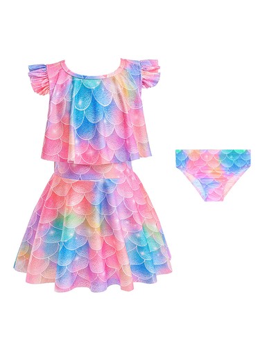 Kids Girls Beachwear Seaside Dress Active Swimsuit Bathing Suit Outfits Shiny - Picture 10 of 82
