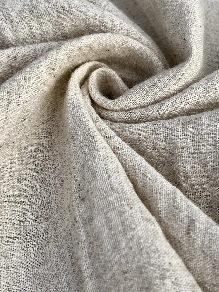 Neutral Hemp Organic Cotton Sile Cloth Fabric | Natural Beige, Undyed, 2 Yards - Image 2 of 4