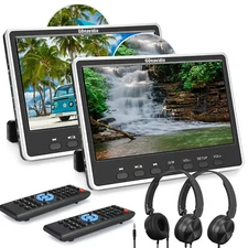 2 X12" Car Headrest Portable DVD Player Monitor HDMI USB SD AV-IN/OUT W/ Headset
