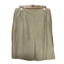 Talbots 12 Italian Linen Blend Tan Stripe Knee Length A-line Skirt Pockets Y2K