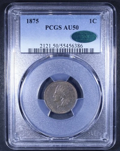 1875 Indian Head Cent - 1c PCGS AU50 CAC ✅ - Tough Coin!