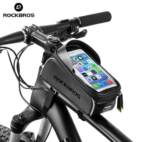 RockBros Frame Bag Cycling Waterproof Top Tube Bag Touch Screen Phone 6.5"