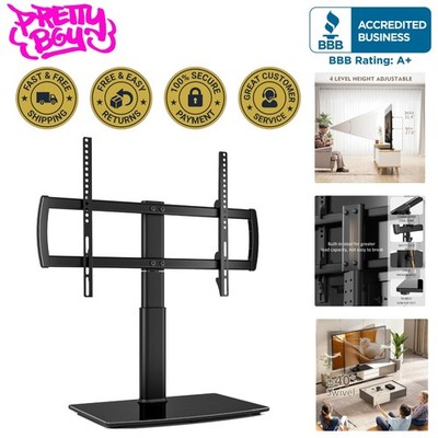 Universal Tempered Glass Swivel TV Stand - Easy Install, Fits All Major Brands