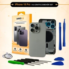 Back Cover for iPhone 15 Pro Natural Housing Frame Back Glass Frame Housing